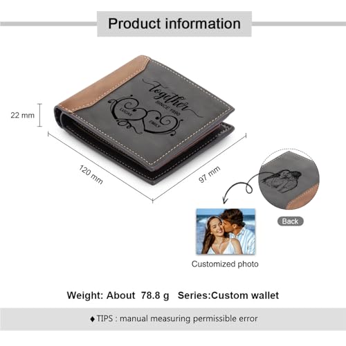 Gifts for Men Personalized Photo Wallet for Men Fathers Day Wallet with Picture & Name Leather Bifold Wallet Wallet for Dad Father (Style 3)3