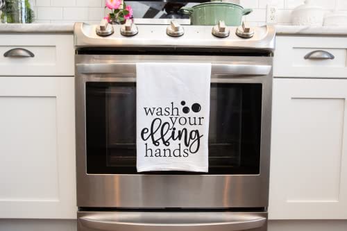 Handmade Funny Kitchen Towel - Wash Your Effing Hands - 100% Cotton Funny Hand Towel For Bathroom - 28X28 Inch Perfect For Chef-Housewarming-Christmas-Mothers’ Day-Birthday Gift #TOP3