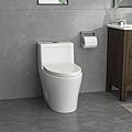 Mocoloo One Piece Toilet - Elongated 1 Piece Toilet Comfort Height Dual Flush White Ceramic Bathroom One Piece Toilets with Soft Seat, Concealed Trapway, 12" Rough-In, D80