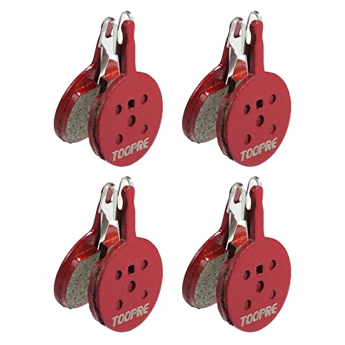 X AUTOHAUX 4 Pair Resin Disc Bike Brake Pads Replacement with Spring Leaf, Red