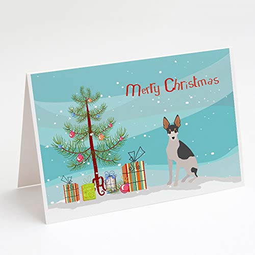 Caroline's Treasures CK3502GCA7P Miniature Fox Terrier #2 Christmas Tree Greeting Cards and Envelopes Pack of 8 Blank Cards with Envelopes Whimsical A7 Size 5x7 Blank Note Cards