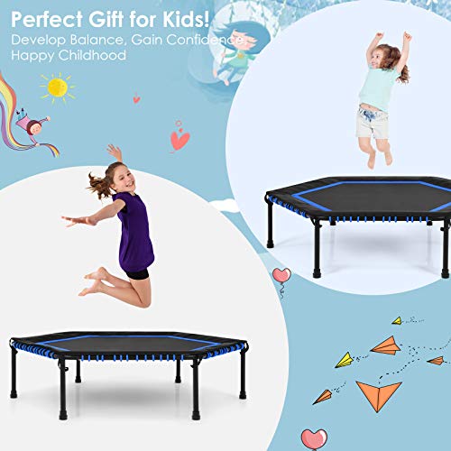 Giantex 50″ Mini Trampoline, Hexagonal Exercise Rebounder Trampoline w