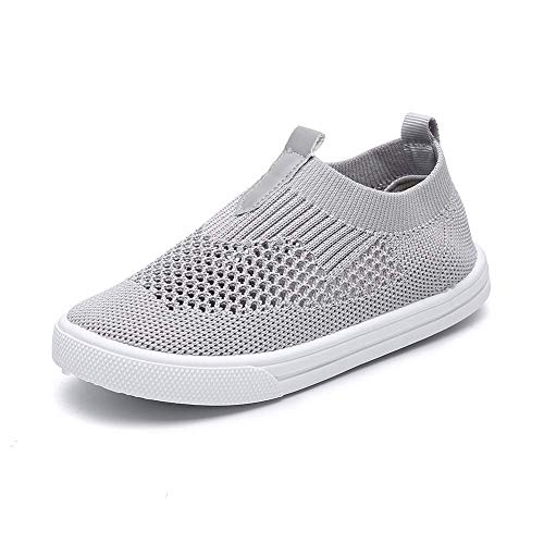 Best Running Shoes for Bow Legs: Top 10 Review 15 Chiximaxu Kids Slip on Sneakers Breathable Flat Shoes for Running Walking Cycling Gray 10.5 M US Toddler
