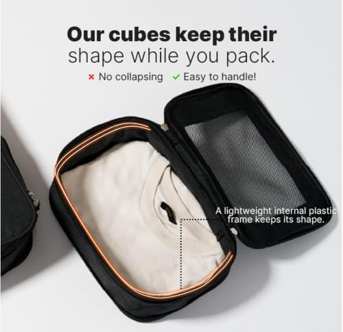 Image of LeanTravel Compression Packing Cubes for Travel Organizers with Double Zipper, Black, 6 pack, 6 Pack