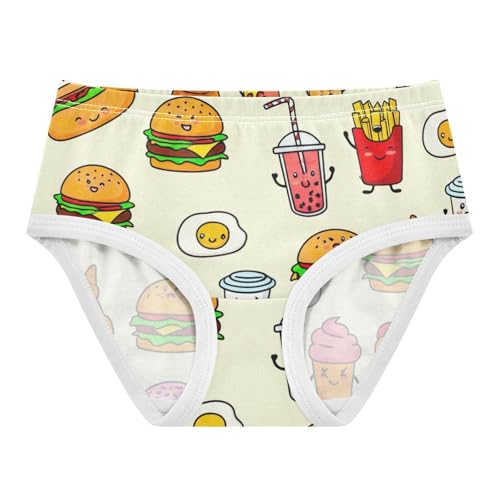 Cute Food Burgers Yellow Toddler Girls Underwear 2t Cotton Panties for Girl Flower Briefs Undies Kids