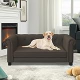 Dog Sofa Couch for Medium Dogs, Memory Foam Pet Sofa Couch with Washable Fabric, Durable Elevated Dog Bed with Legs, Removable Cushion for Medium Dogs, Dark Brown