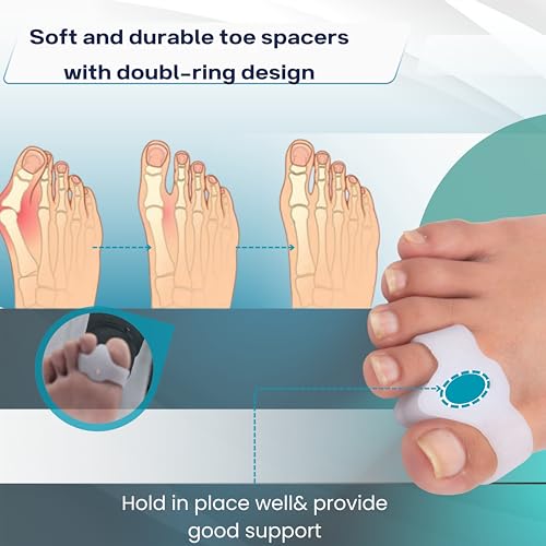 Image of Wonder Care Silicone Toe Separator For Feet Gel Pads Big Toe Corrector Bunion Straightener Yoga Stretcher Hammer Bunion [Pair of 2-4 Pieces]