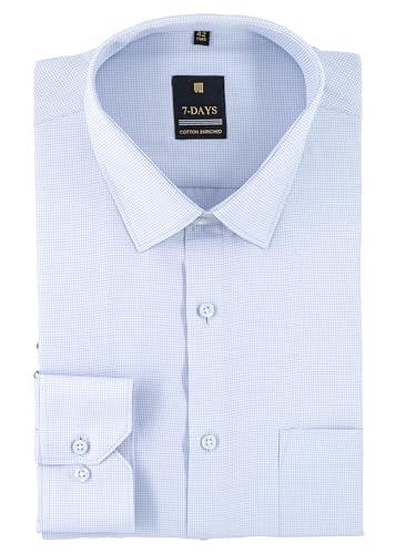 Image of 7-DAYS Premium Men's Formal Shirts - Cotton Rich, Textured Self-Design, Full Sleeve, Regular Fit, Wrinkle Resistant, with Pocket - Perfect for Office