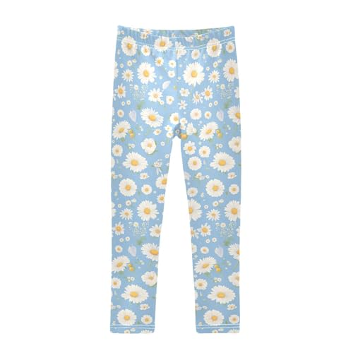 KLL Polka Dots and Tender Chamomile Flowers Toddler Girl Basic Leggings Comfortable Full Length Activewear Gym