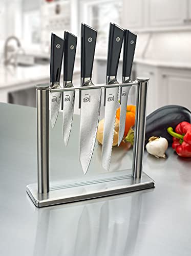 Mercer Culinary Premium Grade Super Steel 6-Piece Knife Set With Glass Block Stand, G10 Handles #TOP5