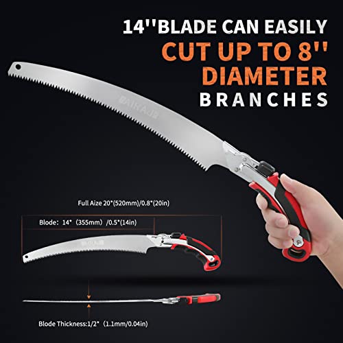 Airaj Pruning Saw With Scabbard Safety Sheath - 20 Inch Gardening Hand Saw - Japanese Sk5 Steel Curved Blade - Safe & Secure Blade Lock - Long Lasting Sharpness – Easy To Replace Blade #TOP1
