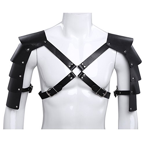 Feeshow Men's Knights Leather Body Chest Harness Shoulder Guard Armour Costumes #TOP1