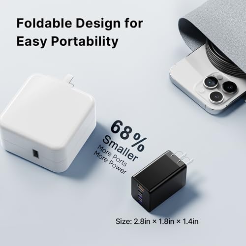 Image of 200W USB C Charger Block, Foldable 4-Port GaN5 Super Fast Charger USB C, Dual 65W Type C Charging Block, Laptop Fast Charging Adapter for MacBook Pro /Air, iPad, iPhone, Samsung Galaxy Black