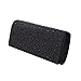 Elegant Satin Flap Crystal Clutch Evening Bag, Black