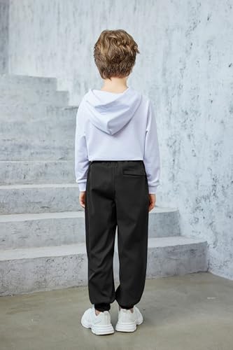 Arshiner Boys Joggers Sweatpants Kids Athletic Running Pants Drawstring Workout Track Pants with Zipper Pockets Black2