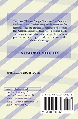 German Simple Sentences 1, German/English, Level 1 - Beginners: A1 (Textbook): 3