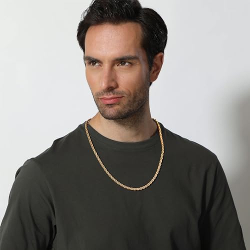 316L Stainless Steel Twist Chain for Men Women 2.5mm/3mm/4mm Wide Braided Twist Chain Necklace Silver/Gold/Black Twist Rope Chain Jewelry for Men Women 16-30 Inches Braided Twist Rope Chain3