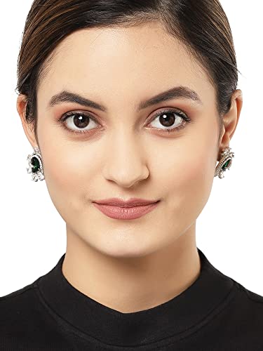 Image of Karatcart Women Green American Diamond Stud Earrings