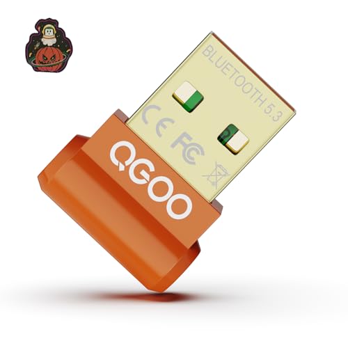 USB Bluetooth Adapter for PC - QGOO Bluetooth Dongle 5.3 EDR, Wireless Bluetooth Receiver for Desktop Computer Laptop Bluetooth Windows 8.1/10/11?orange-094?