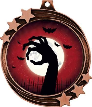Crown Awards Halloween Zombie Medals - 2.5" Halloween Costume Contest Medals with Glow in The Dark Halloween Ribbon
