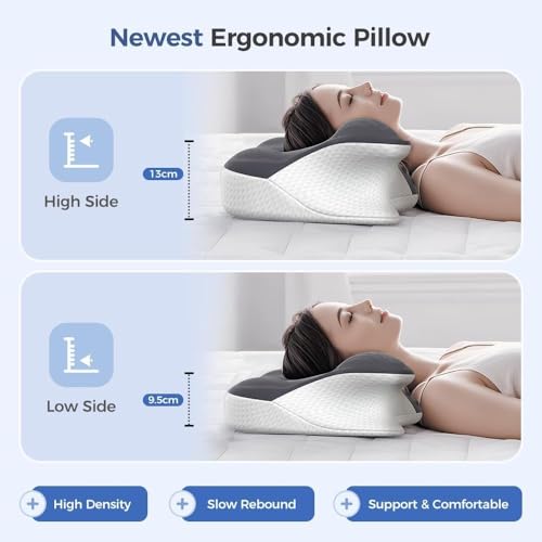 Image of Luxury Orthopedic Cervical Pillow for Neck and Shoulder Pain Relief Ergonomic Memory Foam Pillows for Sleeping Ideal for Chronic Neck Pain & Spinal Alignment Spondylitis & Contour Pillow (Design 7)