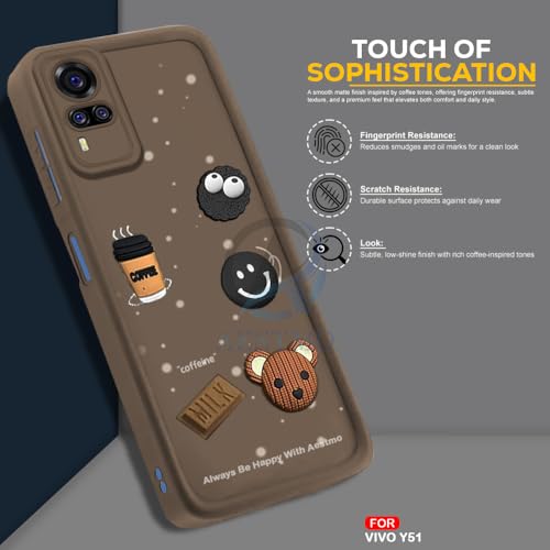 Image of AESTMO Back Case Cover for Vivo Y51 / Y51A / Y31 Cover | Cute Fun Cartoon 3D Ball | Coffee Silicone Case | Full Body Protection | Camera Protection Back Cover for Vivo Y51 / Y51A / Y31 (Brown)