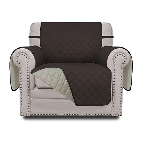 Easy-Going Chair Sofa Slipcover Reversible Sofa Cover Water Resistant Couch Cover Furniture Protector Cover with Elastic Straps for Pets Kids Children Dog Cat (Chair, Chocolate/Beige)