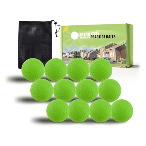 FINGER TEN Foam Golf Practice Balls Soft Indoor Outdoor (Green 12 Pack)