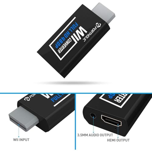 PORTHOLIC Wii to HDMI Converter 1080P for Full HD Device, Wii HDMI Adapter with 3.5mm Audio Jack&HDMI Output Compatible with Wii, Wii U, HDTV, Monitor-Supports Wii Display Modes 720P by PORTHOLIC - Image 3