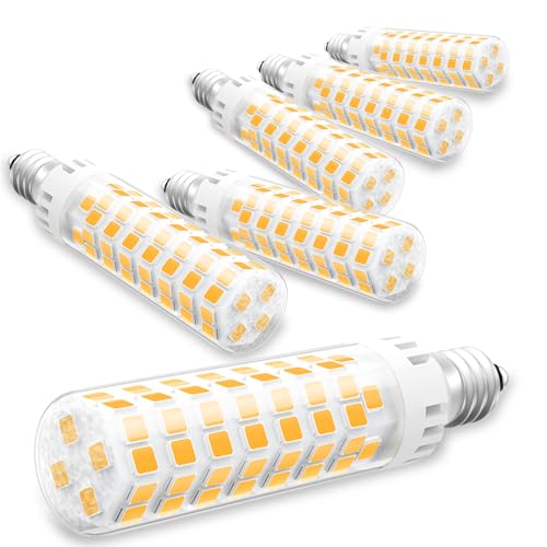 Lacnooe E12 100W Dimmable Replacement LED Candelabra Bulbs C7 10W 1000 Lumen T6 LED Chandelier Light Bulbs for Ceiling Fan Pendant Lighting Salt Lamp 3000K Warm White 6 Pack