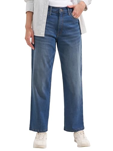 Image of Tokyo Talkies Women's Mid Rise Straight fit Wide Leg Trousers|Work Wear|Side Pockets