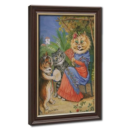 Toile chat Louis Wain pour bureau : un décor mural ensoleillé et fantastique