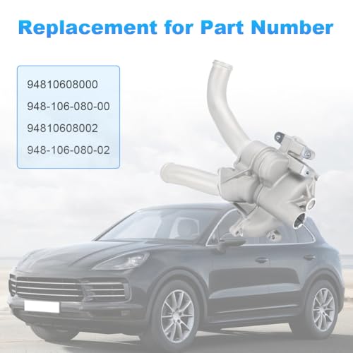 Image of WMPHE Aluminum Engine Coolant Thermostat Housing Compatible with Porsche Cayenne 2013-2018 Porsche Panamera 2010-2016 Replacement for 94810608000 948-106-080-00