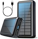 2026 30000mAh 45W Battery Pack Power Bank Portable Charger, Phone Charger USB-C Fast Charging for iPhone, Tablet, 4 Charging Ports, LED Display, Solar Powered Power Bank for Camping