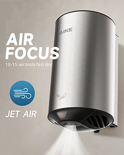 Aike Air Focus Compact Hand Dryer Ul Listed 120V 1350W Brush Stainless Steel Finish #TOP2