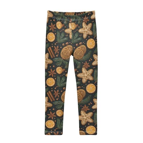 Girls' Athletic Leggings Ankle Length Yoga Dance Pants Kids Teen 4T Snowflake Cookies Lemon Slices