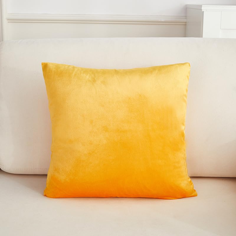 Lot de 3 taies d'oreiller velours 45x45 cm orange et jaune pour canapé