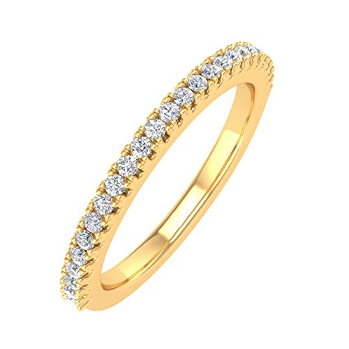 1/5 Carat Prong Set Diamond Wedding Band Ring in 14K Solid Gold