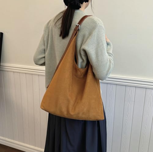 2Pcs Slouchy Suede Shoulder Bag for Women Trendy Tote Casual Underarm Bags Work Purses Crescent Bag Suede Handbag 20252
