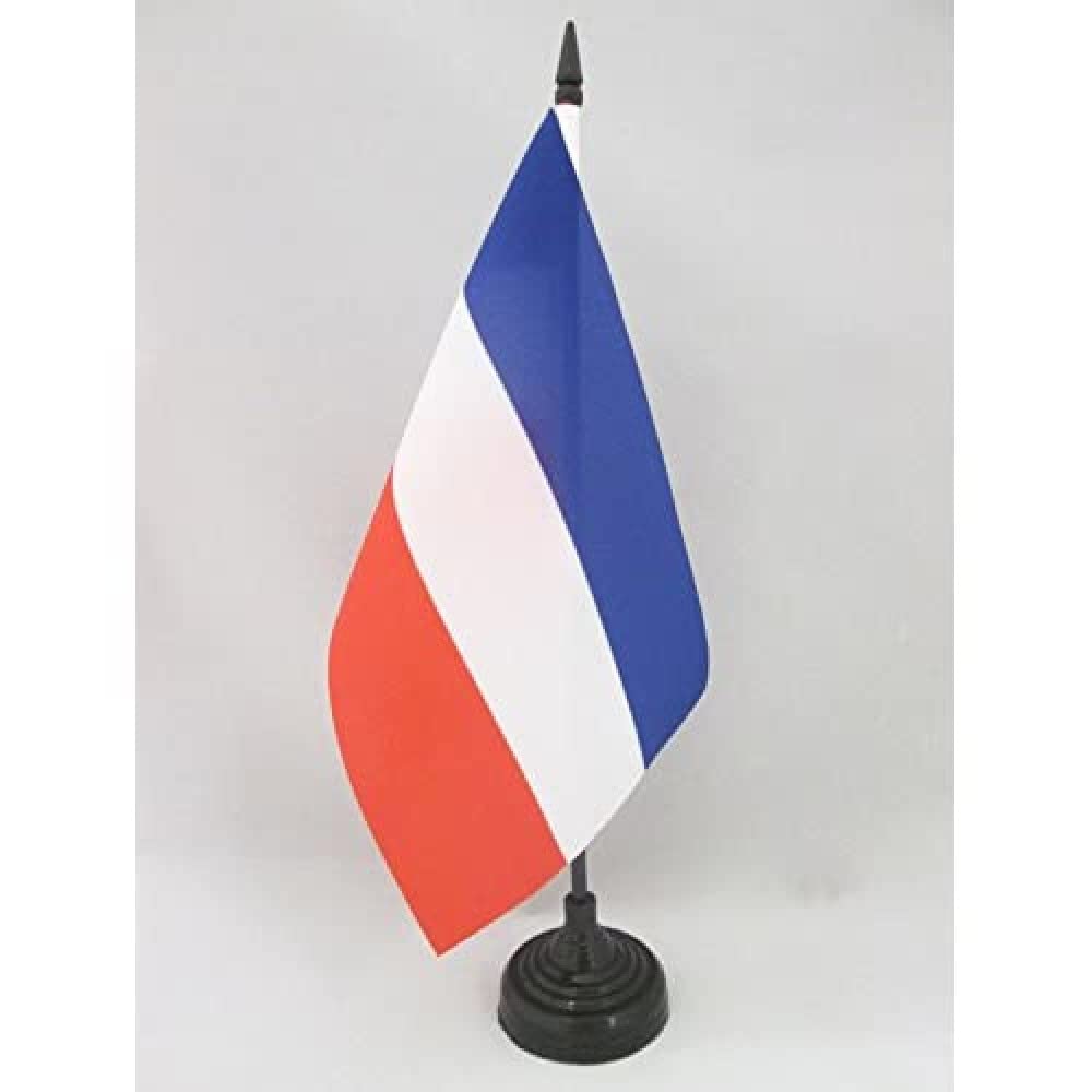 AZ FLAG Serbia and Montenegro Table Flag 5'' x 8'' - Serbian Office Decoration 100% Polyester 21 x 14 cm - Mini Desk Flag with Pole and Black Plastic Base โ image 1
