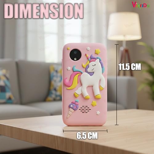 Image of Vikrida Plastic Kids Smartphone Toy with MP3 Music Player Bumper Back Case Dual Camera for Selfies in-Built Games 2.4 inch Screen 8MP Camera Toys for Boys & Girls (Pink Uni)