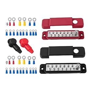 Feegow 12 Point Busbar Bus Bar Power Distribution Block 180A 12V DC Paar Zwart Rood