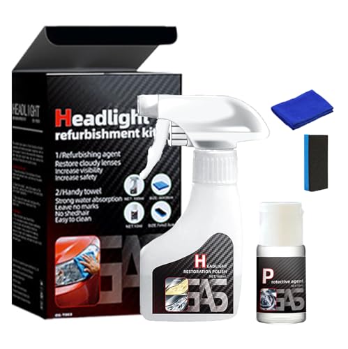 Derperzi Headlight Restoration Fluid Kit, Headlight Refurbishment Kit, Car Renovation Repair Liquid, No Polishing, Long-Lasting Clarity (1)