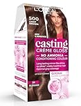 L'Oréal Paris Hair Dye, Casting Crème Gloss, Semi-Permanent Hair Color, Radiant & Natural Colour, No-ammonia, Semi-Permanent Hair Colour Lasts 32 Washes, Shade: 500 Medium Brown