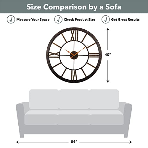 Firstime & Co. Bronze Big Time Wall Clock, Large Vintage Decor For Living Room And Home Office, Round, Plastic, Farmhouse, 40 Inches #TOP7
