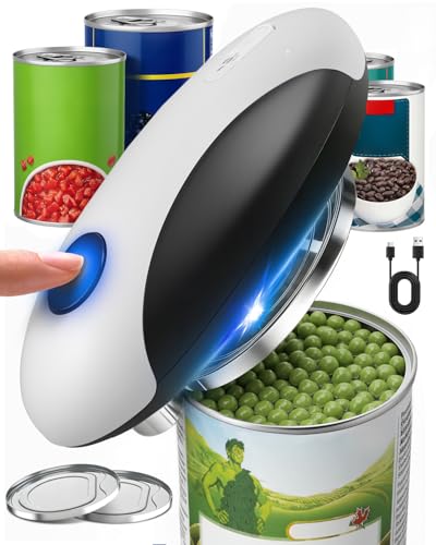Electric Can Opener, One Touch Safety Automatic Can Opener - Easy Smooth Edge Hands Free, Battery...