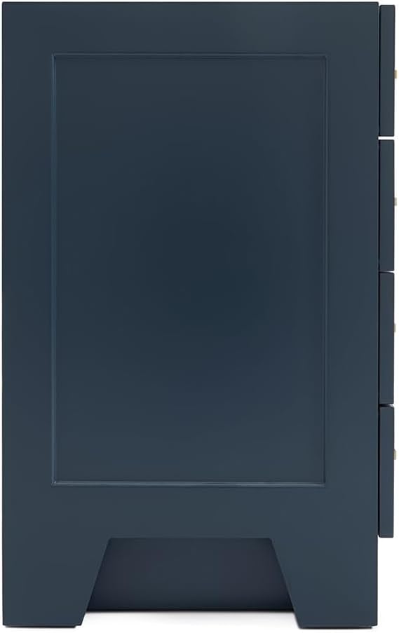 ARIEL Taylor 42-inch Bathroom Vanity Base Cabinet,Solid Wood, 2 Soft Closing Doors, 5 Dovetail Drawers, Satin Brass, Midnight Blue