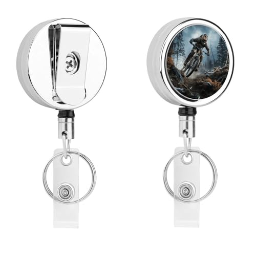 Porte-badge rétractable en métal avec clip ceinture et anneau porte-clés