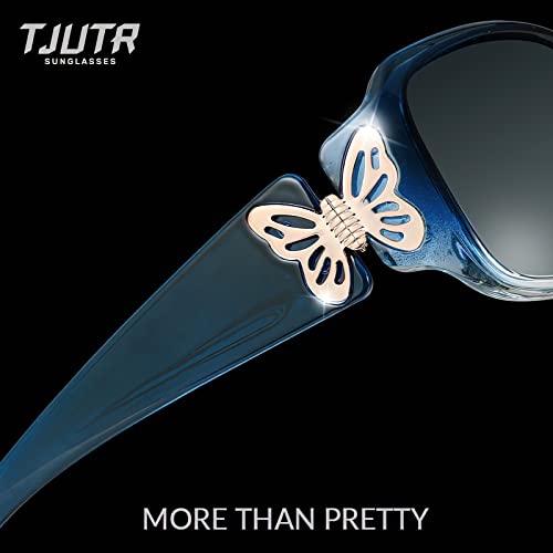 TJUTR Polarized Sunglasses for Women with Wrap Around Butterfly Design, Trendy Jackie-O Style for UV400 Protection2