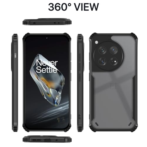 Image of Pikkme Back Cover for OnePlus 12 5G | Ultra Hybrid Shockproof Case | Full Camera Protection | Raised Edges | Clear Transparent Bumper Case (Black)